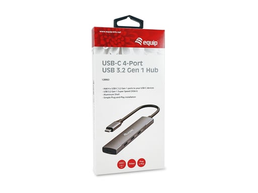 Equip 128963 hub de interfaz USB 3.2 Gen 1 (3.1 Gen 1) Type-C 5000 Mbit/s Negro, Plata