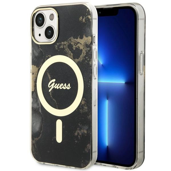 Guess Golden Marble MagSafe - Coque pour iPhone 14 Plus (Noir) - 3666339115760