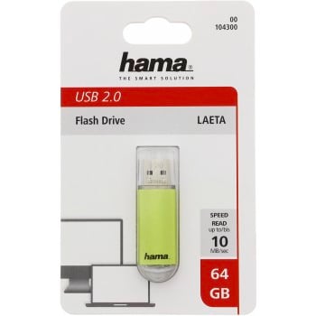 Hama Laeta 64GB lecteur USB flash 64 Go USB Type-A 2.0 Vert, Transparent