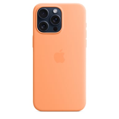 Coque en silicone avec MagSafe pour iPhone 15 Pro Max Sorbet à l orange