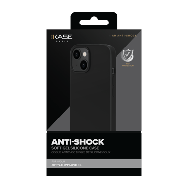 Coque antichoc en gel de silicone doux pour Apple iPhone 14, Noir satin