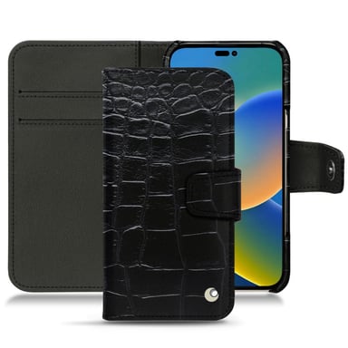 Housse cuir Apple iPhone 14 - Rabat portefeuille - Noir - Cuirs spéciaux