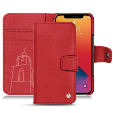 Funda de piel Apple iPhone 13 Pro Max - Solapa billetera - Rojo - Piel lisa de primera calidad