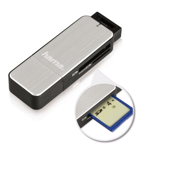 Hama 123900 lecteur de carte mémoire USB 3.2 Gen 1 (3.1 Gen 1) Noir, Argent - Neuf