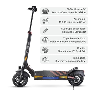 Trottinette électrique - smartGyro Speedway PRO C, approuvé DGT, puissance maximale 1000 W, 15 000 mAh, 25 km/h