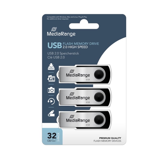 Mediarange pack de 3 clés USB2.0 Neuf
