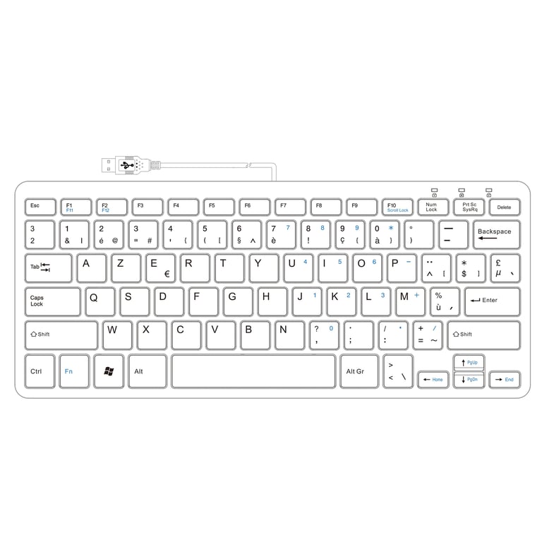 R-Go Tools Compact R-Go Clavier AZERTY (BE), filaire, blanc