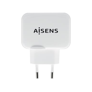 Aisens Chargeur USB 17W 5V/3.4A - 2xUSB avec Contrôle AI - Couleur Blanche