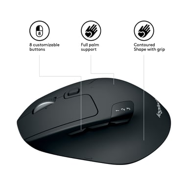 Logitech M720 RF Mouse senza fili per destrorsi + Bluetooth Ottico 1000 DPI