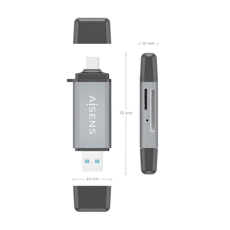 AISENS ASCR 2AC11 GR lecteur de carte mémoire USB 3.2 Gen 1 3.1 Gen 1 Type AType C Neuf - vue 2