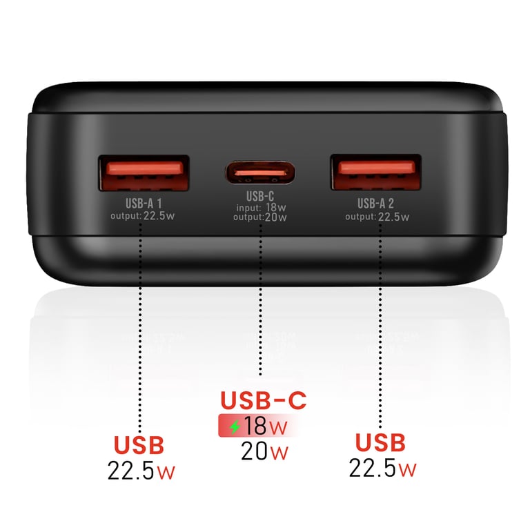 Batterie Externe 20000mAh avec USB C et 2 USB Écran LED Compacte Neuf - vue 2
