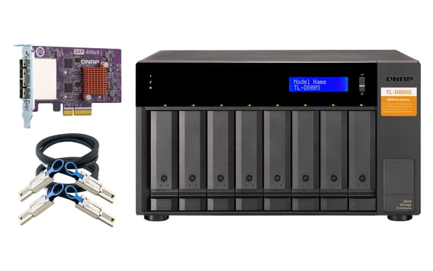 QNAP TL-D800S Boîtier de disques de stockage Boîtier disque dur/SSD Noir, Gris 2.5/3.5''