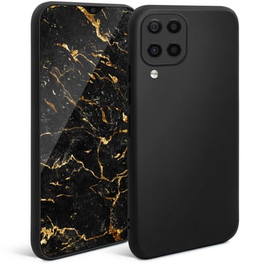 Moozy Minimalist Series Coque en Silicone pour Samsung A12, Noir - Finition Mate, Housse de Protection légère en TPU Souple Ultra Mince avec Surface mate