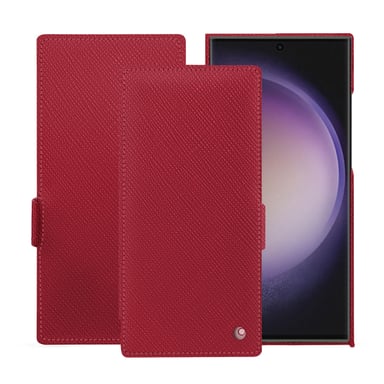 Housse cuir Samsung Galaxy S24 Ultra -  - Rouge - Cuir saffiano