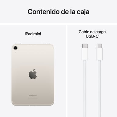iPad mini 7 (8,3') 5G 512 Go, Lumière stellare, Chip A17 Pro, Apple Pencil Pro, Fotocamera Ultra Grandangolare