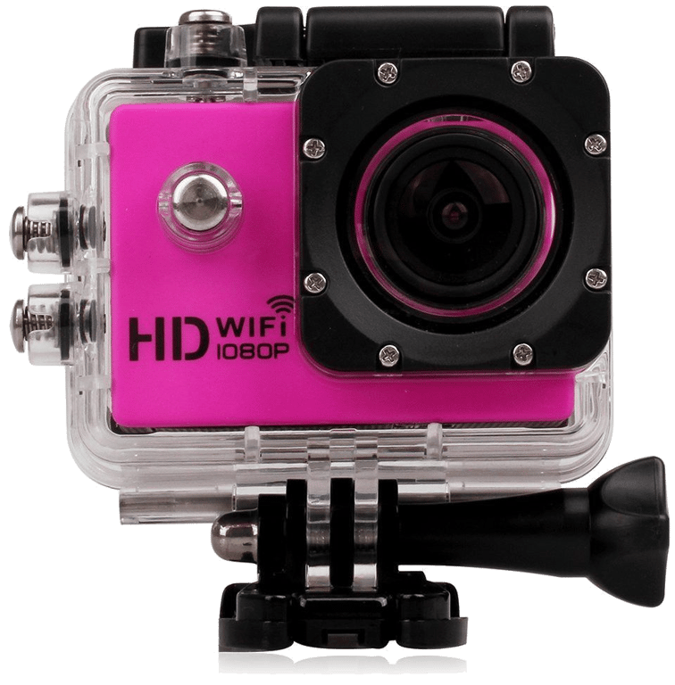 Caméra Wifi Sport Embarquée Plongée Caisson Caméscope Full HD 1080P Rose 16 Go Plastique YONIS