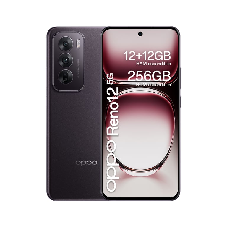 OPPO Reno12 (5G) 256 Go, Noir, Débloqué - Neuf