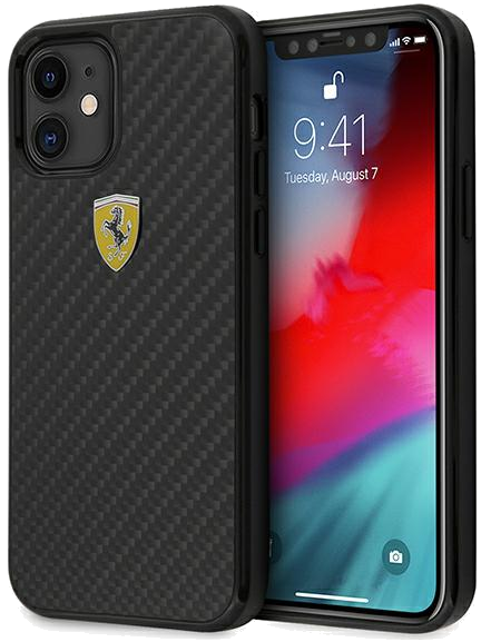 Étui Ferrari pour iPhone 12 mini 5,4 en carbone véritable sur la piste