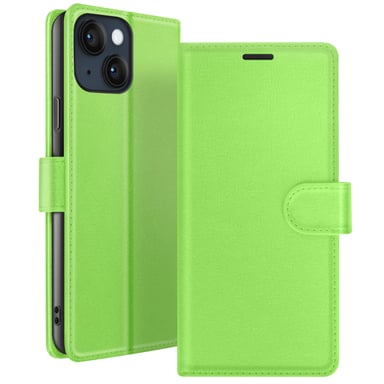 Zanaé Funda tipo cartera para iPhone 14 con soporte y lengüeta magnética Verde