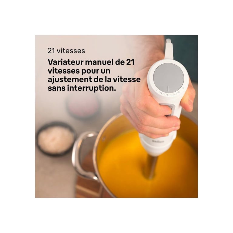 Mixeur plongeant BRAUN MultiQuick 5 MQ50. 21 Vitesses + Turbo Système EasyClick Plus Hachoir 500ml - vue 5