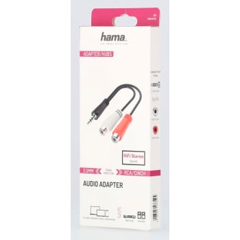 Adaptador de audio, clavija macho de 3,5 mm - hembra RCA, estéreo