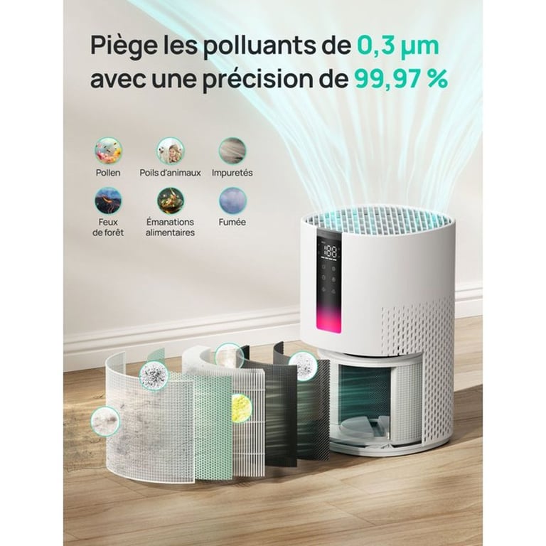 Purificateur d'Air DREO Macro AP605S – Filtration HEPA, Renouvellement 73 m²/h - vue 2