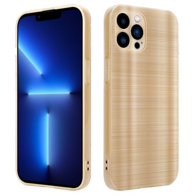 Coque pour Apple iPhone 13 PRO MAX en Brushed Or Housse de protection Étui en silicone TPU flexible au design brossé