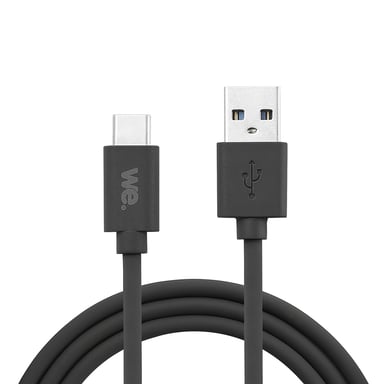 WE Câble USB vers USB-C en Silicone, Charge Rapide de 1 Mètre, USB 3.2 gen 1 (USB 3.0), Charge et Transferts de Données - Noir