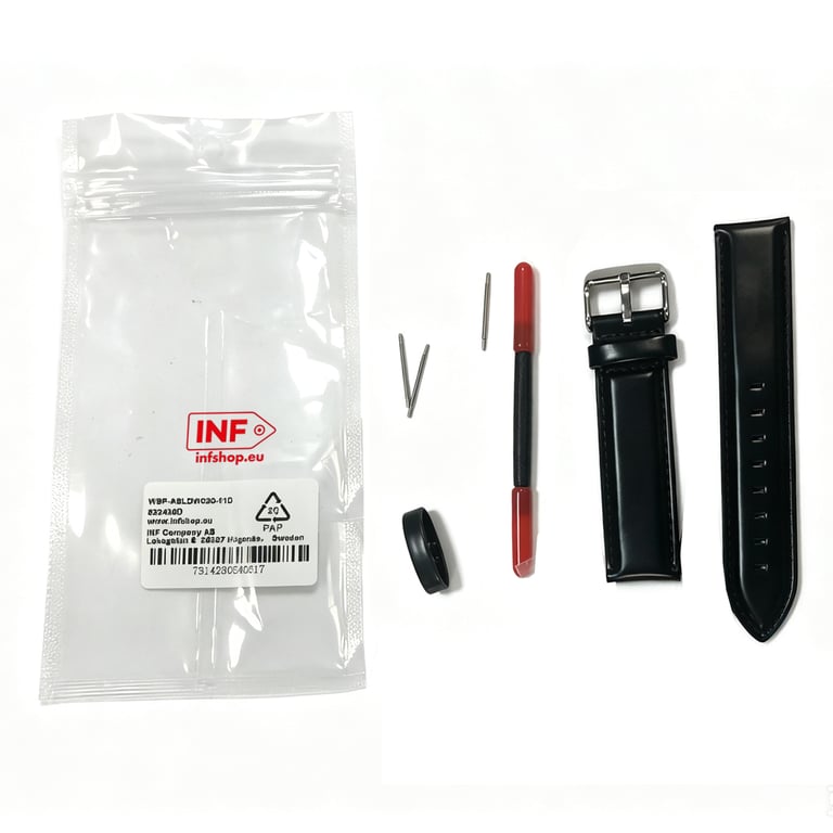 INF Bracelet De Montre Rétro En Cuir Véritable Pour Montres Dw 20 Mm Noir - vue 3