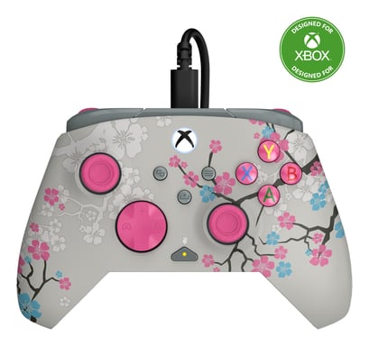Turtle Beach Rematch Advanced Brillo Cherry Blossom Mando de juego con cable. Con licencia para Xbox con botones reemplazables, gatillos ultracortos y