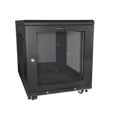 StarTech.com Armoire Rack Serveur 12U à 4 Montants, Armoire Verrouillable 19'' pour Ordinateur/AV/Équipement IT, Rack Réseau pour Bureau/Domicile avec Roulettes et Rails de Montage Ajustables
