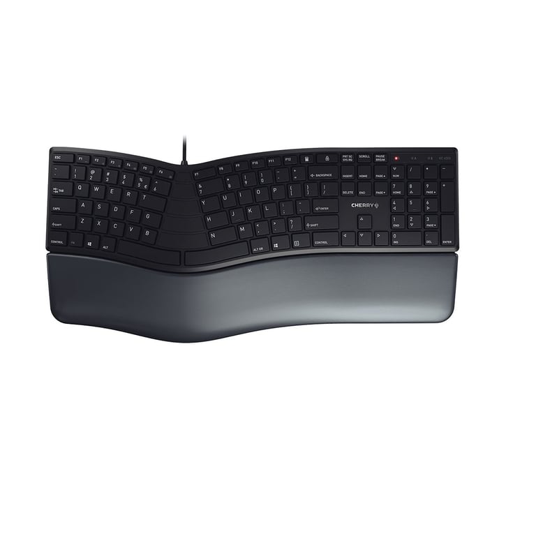 Clavier Ergonomique Cherry KC 4500 ERGO – Filaire, AZERTY, Repose-Poignet