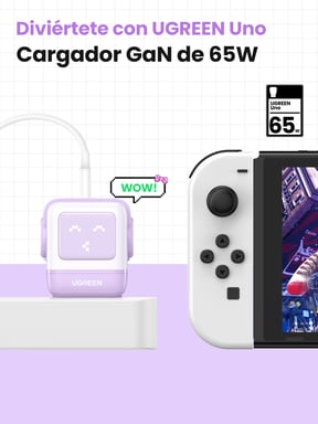 Ugreen Nexode RG 65W 3-Port GaN Ordenador portátil, Teléfono móvil, Ratón, Portátil, Batería portátil, Teléfono Rosa Corriente alterna Carga rápida In