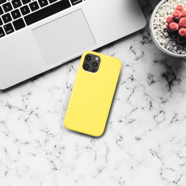 Carcasa de gel de silicona suave a prueba de golpes para Apple iPhone 12/12 Pro, amarillo limonada