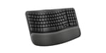 Logitech Wave Keys, teclado ergonómico inalámbrico con reposamanos acolchado, escritura cómoda y natural, Easy-Switch, Bluetooth, Logi Bolt, multisist