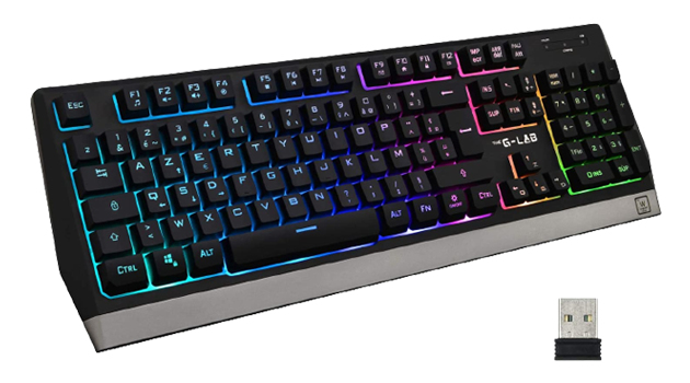 The G-Lab Keyz Tungsten teclado Juego RF inalámbrico AZERTY Francés Negro, Plata