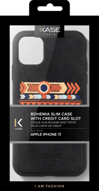 Bohemia Slim Case avec fente pour carte de crédit pour Apple iPhone 11, Noir olive