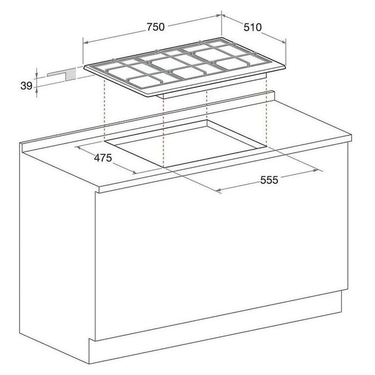 Plaque de Cuisson Gaz Hotpoint PNN 751 IX – 5 Foyers, Inox, 75 x 51 cm - vue 4
