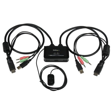 StarTech.com Conmutador Switch KVM 2 puertos HDMI USB Audio con Cables Integrados - 1080p