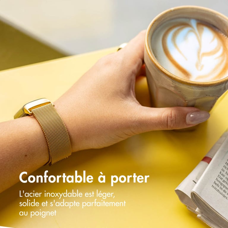 imoshion Bracelet magnétique milanais pour Fitbit Charge 5 - Taille S - Doré - Neuf