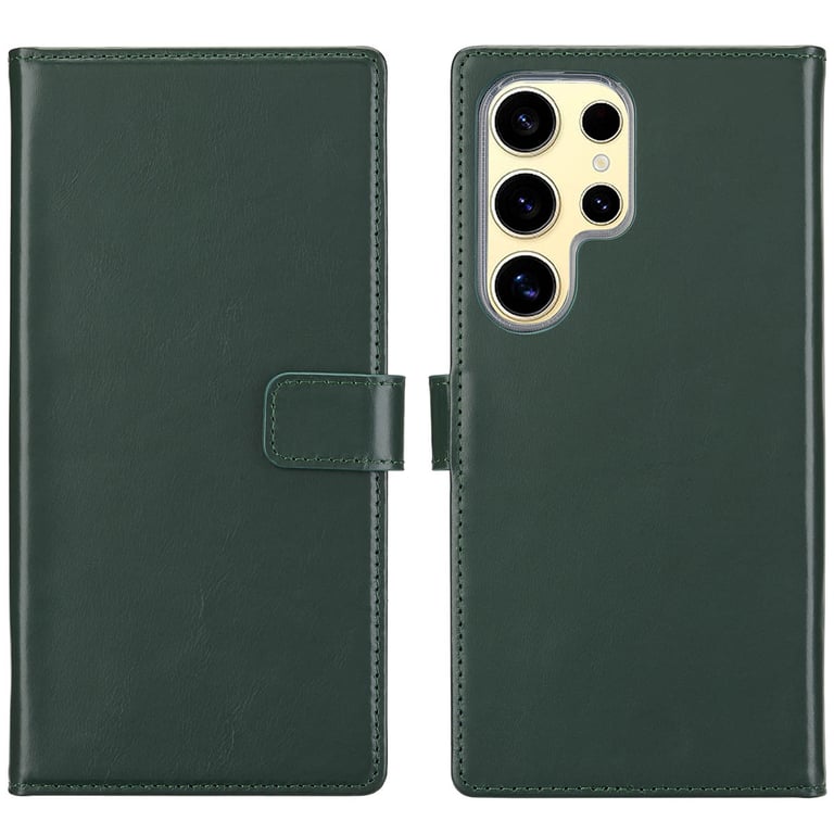Selencia Étui portefeuille en cuir véritable pour Samsung Galaxy S25 Ultra - Vert - Neuf