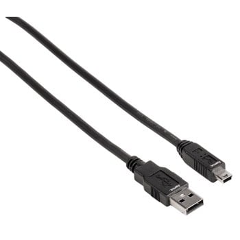 Cable USB 2.0, conector macho A - conector macho mini B (B5), 1,80 m, negro