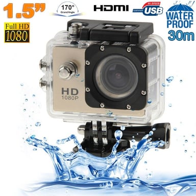 Camera Embarquée Sport LCD Caisson Étanche Waterproof 12 Mp Full HD 1080P Or YONIS