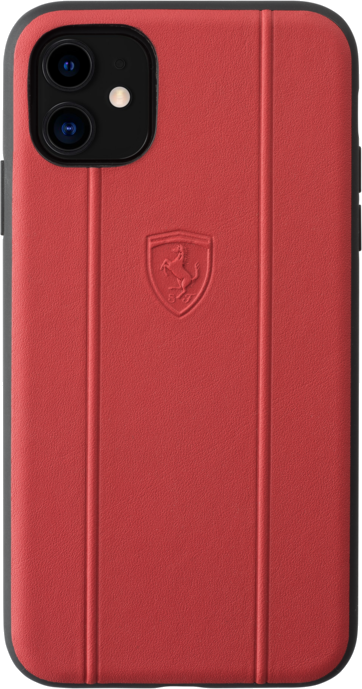 Coque Ferrari Off Track en cuir véritable pour Apple iPhone 11, Rouge