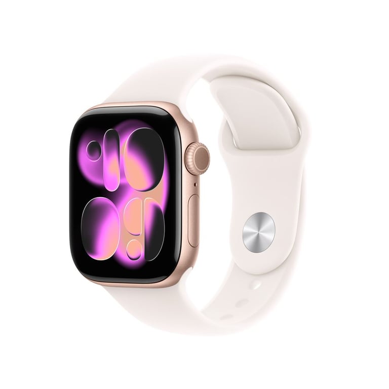 Watch Series 11 (2025) GPS Boitier de 42mm en Aluminium Or Rose avec bracelet sport, Rose - M/L - Excellent état