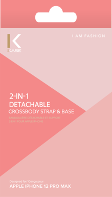 Tracolla staccabile e supporto 2 in 1 per Apple iPhone 12 Pro Max, rosa sabbia