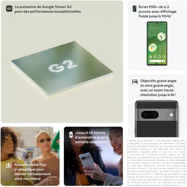 Google Pixel 7 128 Go, Noir volcanique, débloqué