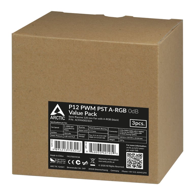 Arctic P12 PWM PST A RGB 0dB Pack de 3 - vue 5