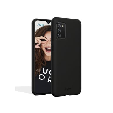 JAYM - Coque Silicone Premium Noire pour Samsung Galaxy A02S -100% Silicone et Microfibre - Renforcée et Ultra Doux
