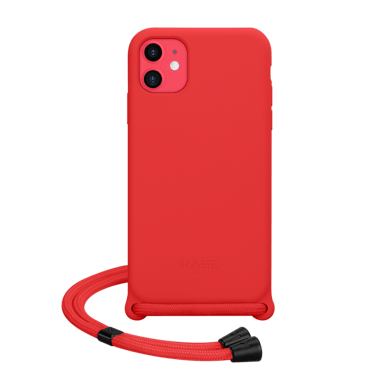 Funda bandolera de gel de silicona suave para Apple iPhone 11, Fiery Red